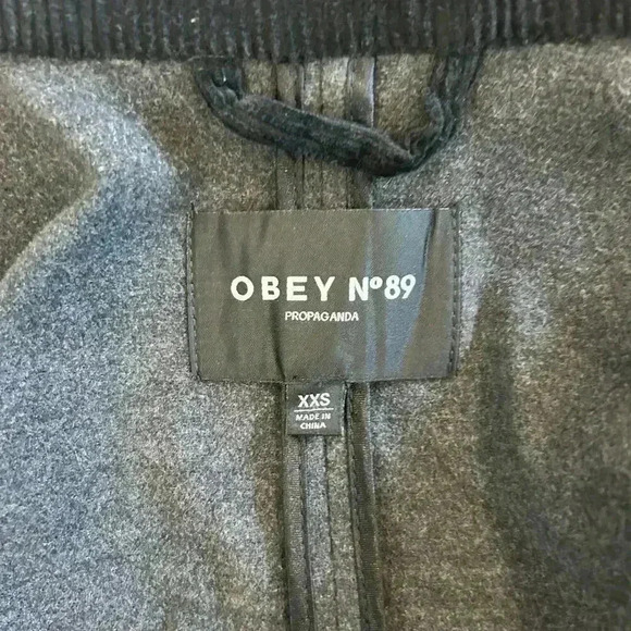 NWT Obey N°89 Heather Charcoal Patti Trench Coat Single Breasted One Button XXS - Picture 5 of 8